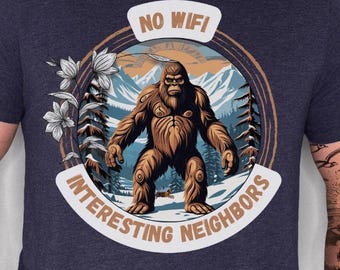 Sasquatch Unisex T-shirt, Bigfoot Tee, Men's Women's Top, Mountain Wilderness Shirt, Hiking Adventure Apparel