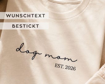 Dog Moms Club Shirt Hundebesitzer Geschenk Personalisierbar Hundemama T-shirt mit Namen Bestickt
