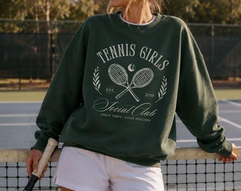 Tennis Pullover Sweatshirt Personalisierbar Tennis Geschenk Girls Social Club