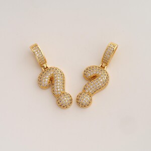18K Gold Filled Question Mark Pendant Dainty CZ Symbol Charms for DIY Jewelry Findings Supply