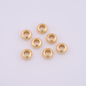 50 pcs 18K Gold Filled Round Spacer Beads Gold Wheel Beads Disc Beads for DIY Bracelets Necklaces Jewelry Accessories Making