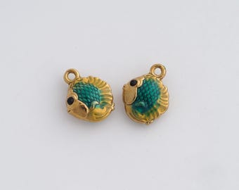 Stainless Steel Fish Pendant Dainty Enamel Marine Life Charms for DIY Jewelry Findings Supply