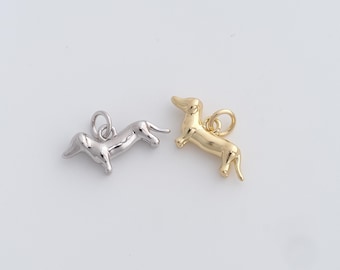 18K Gold Filled Dachshund Pendant Dainty Animal Charms for DIY Jewelry Findings Supply