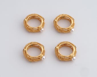 Perles d'espacement plates rondes remplies d'or 18 carats, perles fines CZ à grand trou pour la fourniture de résultats de bijoux à bricoler soi-même
