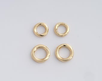 10 pièces perles d'espacement rondes plates remplies d'or 18 carats délicates perles de grand trou pour bijoux à bricoler soi-même