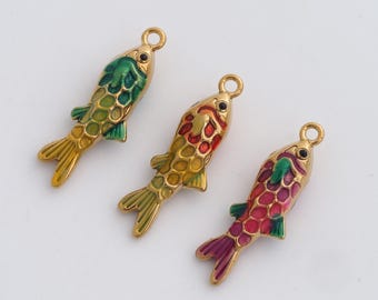Stainless Steel Fish Pendant Dainty Enamel Marine Life Charms for DIY Jewelry Findings Supply