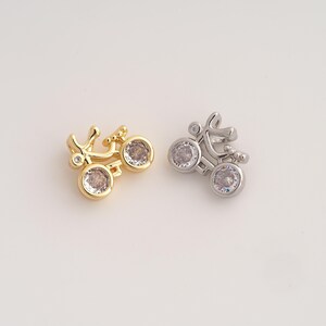 Fahrradanhänger aus 18-karätigem Gold mit zierlichen Zirkonia-Fahrradanhängern für DIY-Schmuckzubehör