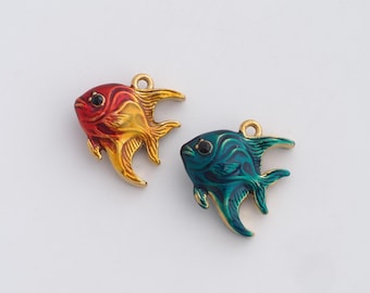 Stainless Steel Fish Pendant Dainty Enamel Marine Life Charms for DIY Jewelry Findings Supply