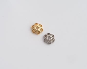 10 pcs 18K Gold Filled Flower Beads Cap Dainty Flower Beads Cap for DIY Jewelry Findings Supply
