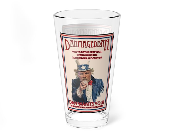 Official Deermageddon the Musical "Danmageddan" Pint Glass