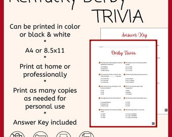 Kentucky Derby Aktivität Derby Trivia Spiel Printable