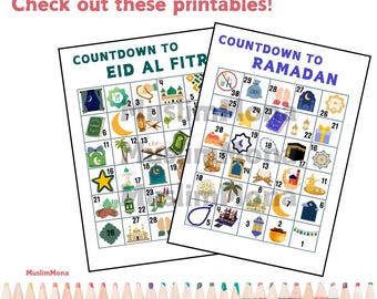 Ramadan Countdown Calendar: Muslim Kids Activity, Eid al Fitr  (Printable)
