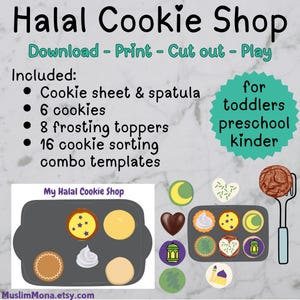 Eid Cookie Decorating Printable Activity | Islamic Activity for Kids | Muslim Toddler Homeschool | Preschool Matching Game | Eid Crafts