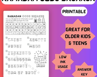 Printable Ramadan Activity for Older Kids, Teens, Iftar Eid