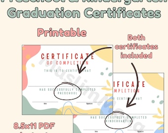 Afdrukbare pdf-afstudeercertificaten voor kleuters/kleuters
