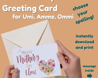 Printable Mother's Day Card: Amme, Umi, Ommi Versions (PDF)