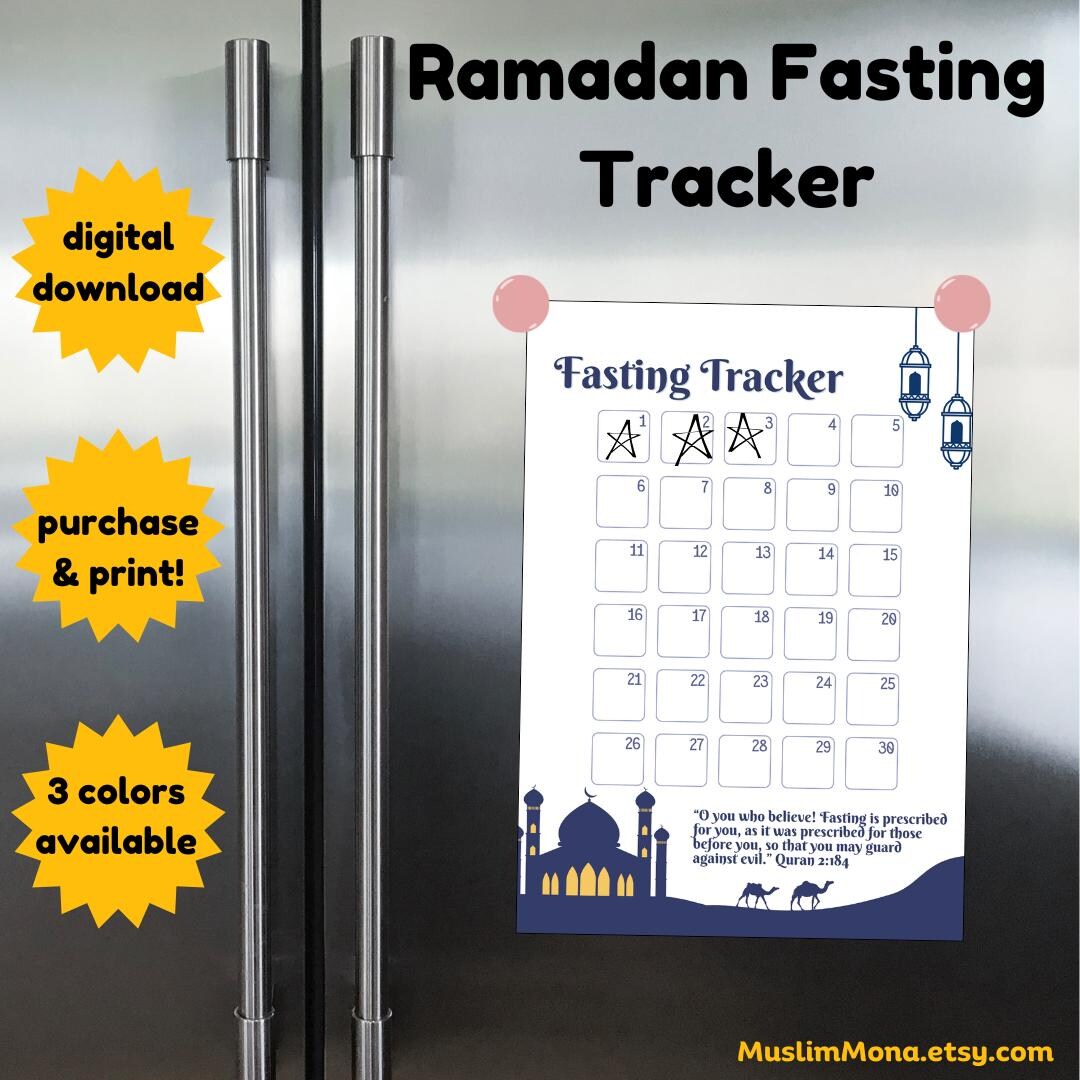 Ramadan Fasting Tracker Ramadan Planner Digital Download Printable - Etsy