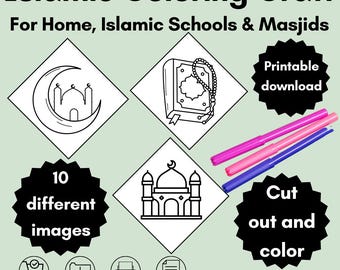 Islamic Coloring Craft: 10 Designs for Kids (Digital Download)