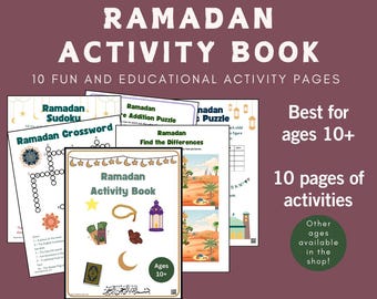 Libro de actividades imprimible de Ramadán para niños de 10 años o más, ideal para musulmanes, aulas, educación en casa y Iftar.