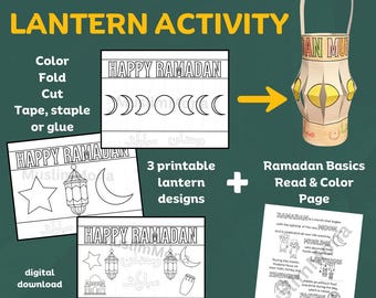 Ramadan Classroom Homeschool Mosque Lantern Printable Color and Read Activity