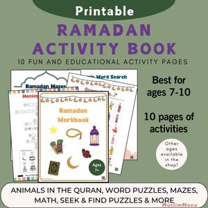 Printable Ramadan Activity Book 7-10 year old For Muslims, Classrooms, Masjids