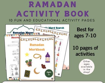 Afdrukbaar ramadan-activiteitenboek 7-10 jaar oud voor moslims, klaslokalen, moskeeën