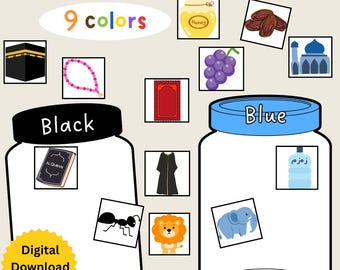 Islamic Color Sorting Islamic Quran and Sunnah Homeschool Activity Printable