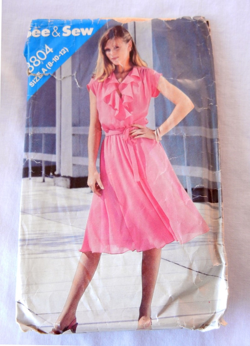 See and Sew Pattern, Ruffled Blouson Sundress, Butterick 3804, Size Misses 8 Bust 31 1/2 in. image 1