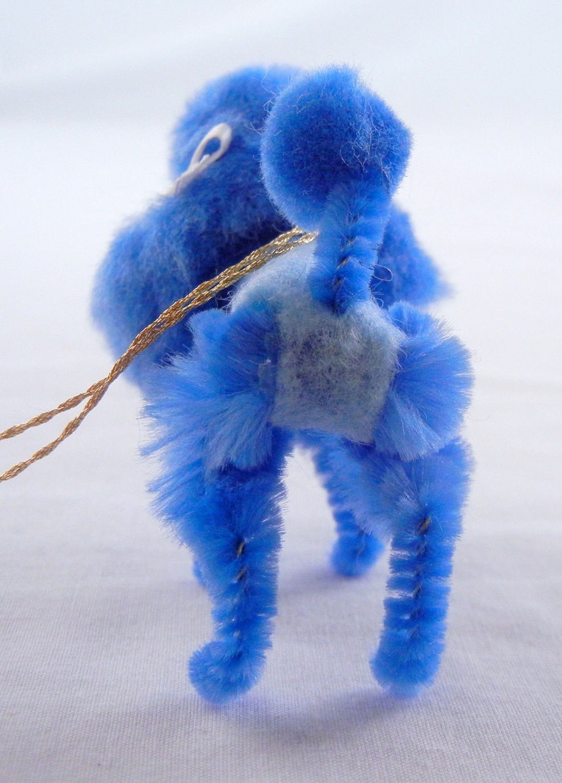 Blue Pom Pom Poodle Ornament, Retro 50s 60s Style Nostalgia image 4