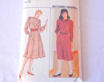 Pleat Front chemisier et jupe motif, Victorian inspiré Richard Warren Sz 10 Butterick 4602