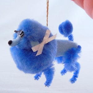 Blue Pom Pom Poodle Ornament, Retro 50s 60s Style Nostalgia image 5