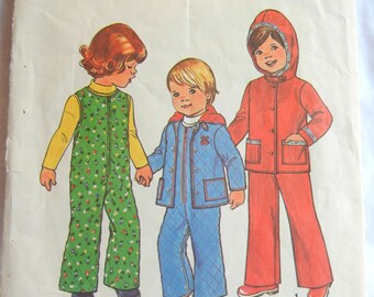 Toddler Hooded Jacket and Overalls Pattern, Size 1, Simplicity 7774, 1976