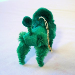 Dark Green Poodle Christmas Ornament, Retro 50s Nostalgia Pom Pom Animal image 5