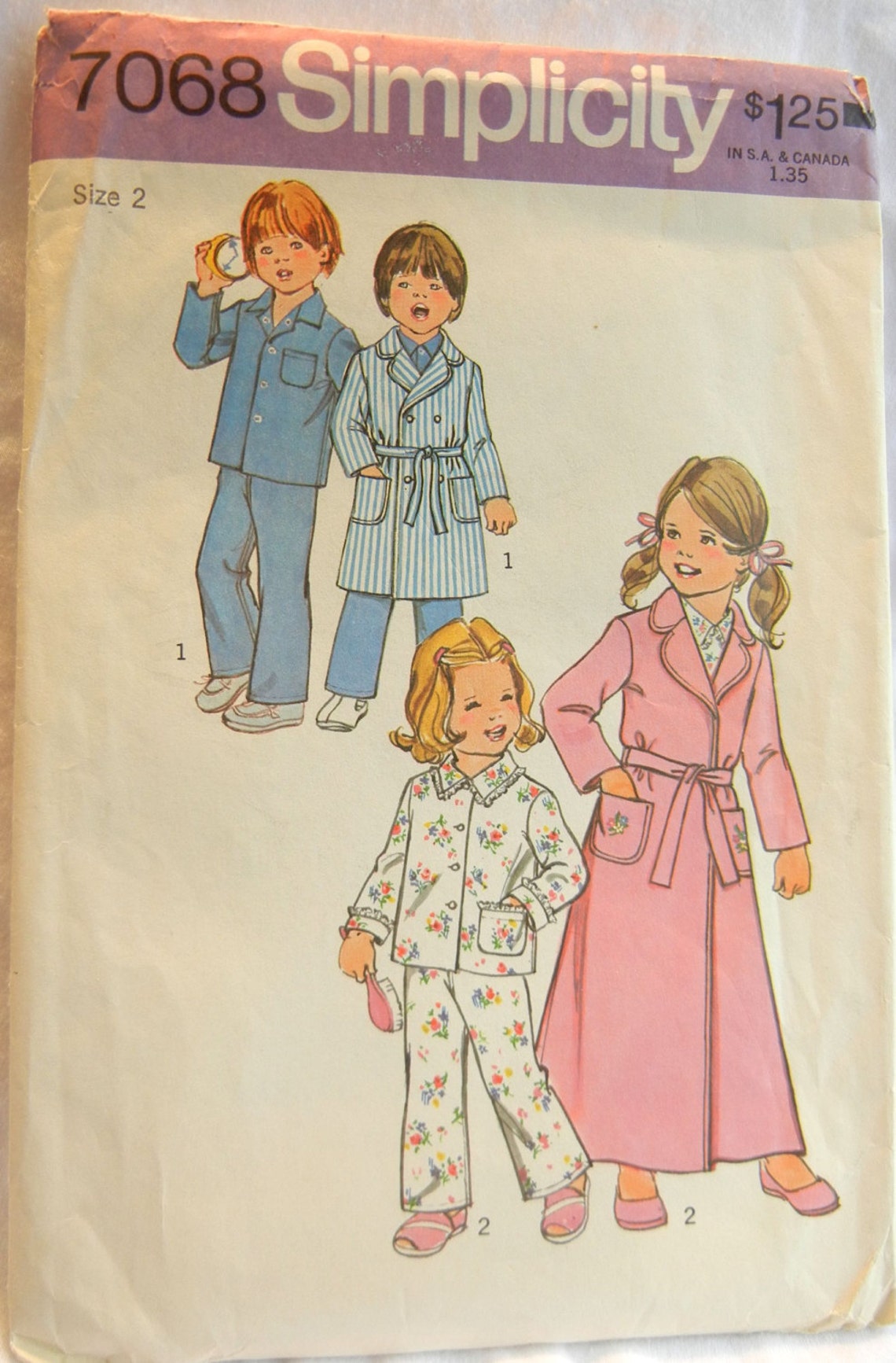 Children's Robe and Pajamas Pattern 2 Lengths Size 2 Etsy