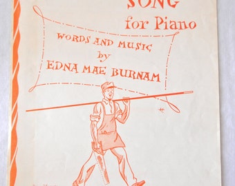 Piano Sheet Music, The Carpenter's Song, Edna Mae Burnam, Learn Piano, 1958