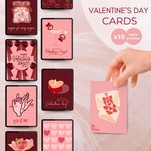 Bündel digitaler Valentinstagskarten | Valentinstagskarten | Rosa und rote Ästhetik | Dekoration & romantische Geschenkideen