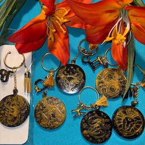 Zodiac Keychain, Astrology, Pendant, Capricorn Aquarius Pisces Aries Taurus Gemini Cancer Leo Virgo Libra Scorpio Sagittarius