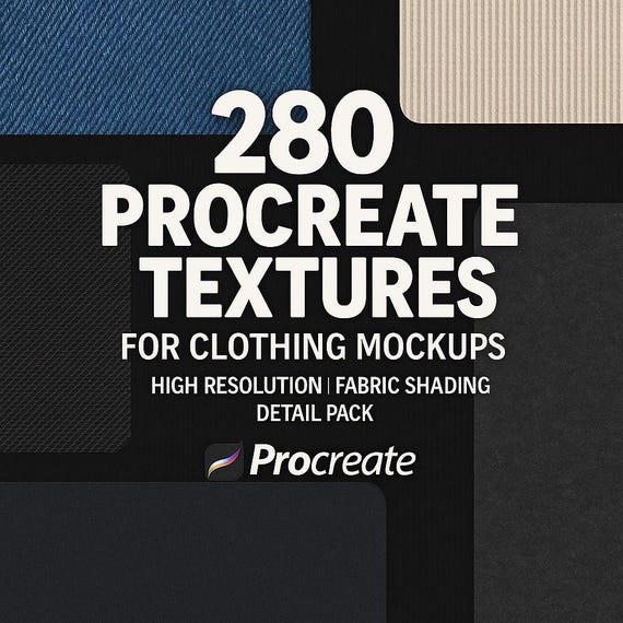 280+ Procreate Fabric Texture Brushes, Realistic Textile Overlays for Fashion Design Apparel Mockups, Streetwear & Digital Download Art