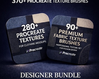 370+ Procreate Fabric Brushes & Textures Bundle | Realistic Textile, Mesh, Knit, Denim for Fashion Design