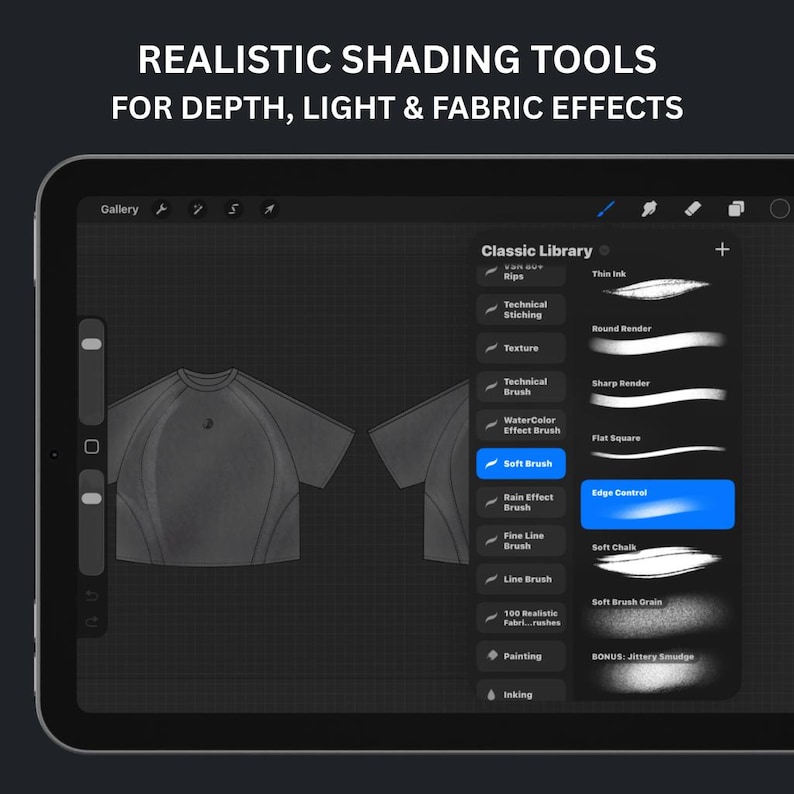 100+ Procreate Fashion Brushes for Clothing Mockups, Stitch Shade & Texture Set for Designers, Digital Illustrators and Streetwear Creatives image 3