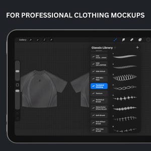 100+ Procreate Fashion Brushes for Clothing Mockups, Stitch Shade & Texture Set for Designers, Digital Illustrators and Streetwear Creatives image 2