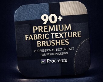 90+ Fabric Texture Brushes for Procreate, Denim Knit Mesh Leather Texture Pattern Set, Textile Shading for Fashion Design & Digital Art