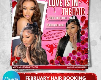 February Hair Booking Flyer, Trending Beauty (Canva Editable)