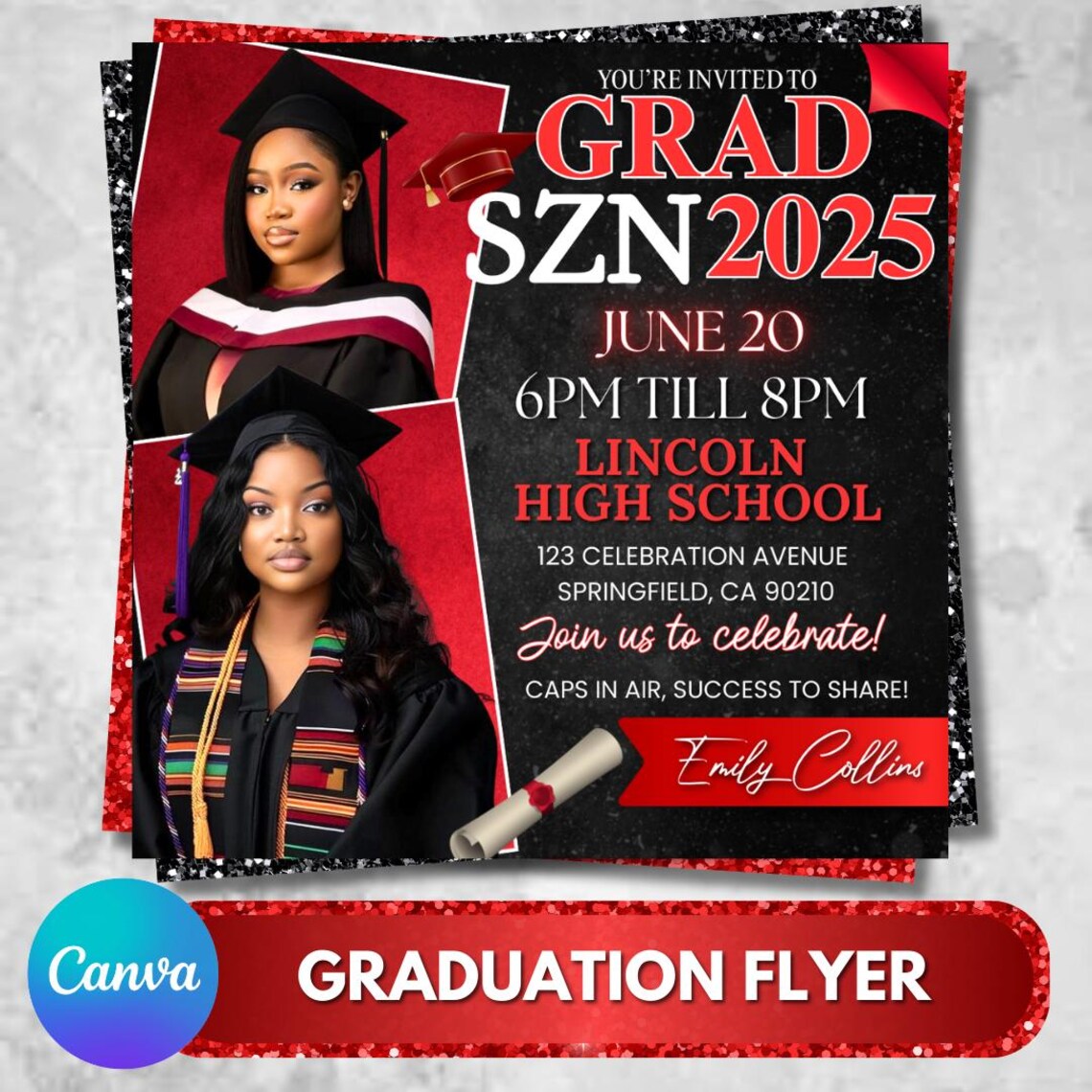 Grad Week Flyer Graduate Flyer, Graduation Party Flyer, Graduation Invitation, College ...