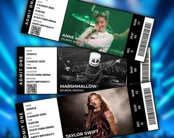 Modèle de billet de concert modifiable, imprimable DIY, cadeau surprise (téléchargement numérique)