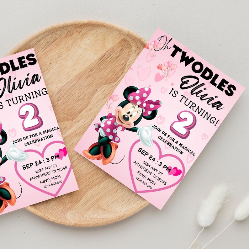 Editable Mickey Mouse Birthday Invitation, Oh Twodles Invitation ...