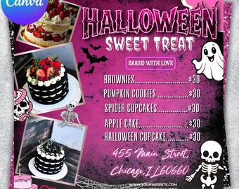 Halloween Bake Sale Flyer, Editable Bakery Template (Digital Download)