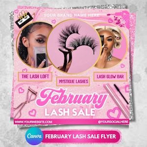 February Lash bookings flyer, Lashes, New appointments, book now flyer, bookings flyer, Lash Tech flyer,  Canva template