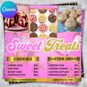 Bakery Flyer, Sweet Treats Flyer, Bake Sale Flyer, Dessert Flyer, Bake Shop Flyer, Pastry Flyer, Cake Business Flyer