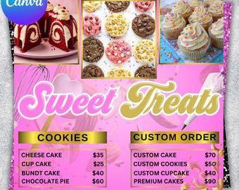 Süße Leckereien Bäckerei Flyer, Dessert Shop Vorlage (PDF)